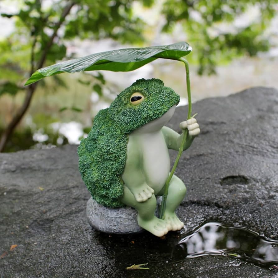 Amazon.co.jp: JARPSIRY 庭のカエルの像 かわいいブロッコリーのカエル