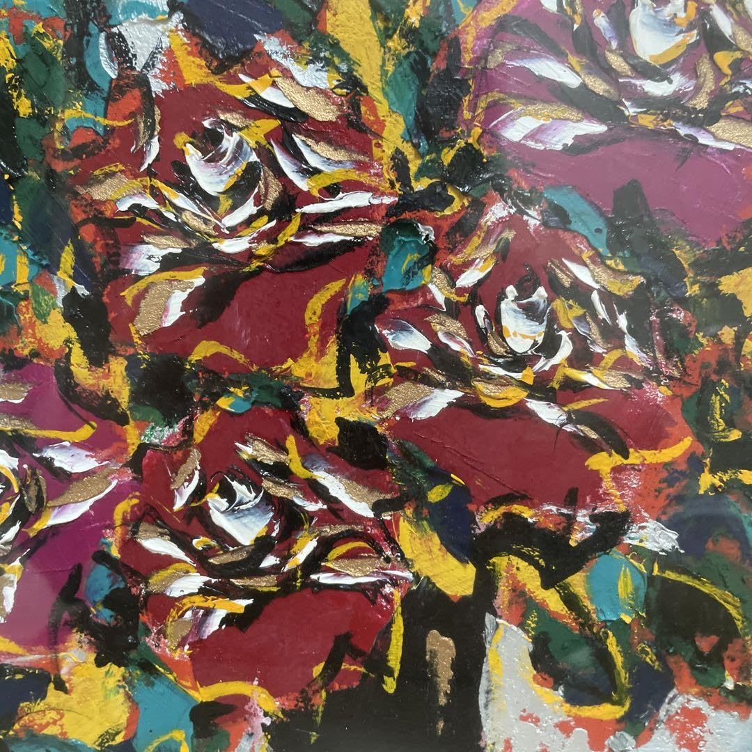 Amazon.co.jp: 期間限定真作川島見依子 「ばら」 油彩 F3号直筆サイン