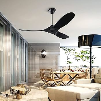 Amazon | ブラック 屋外用シーリングファン 3枚羽根シーリングファン