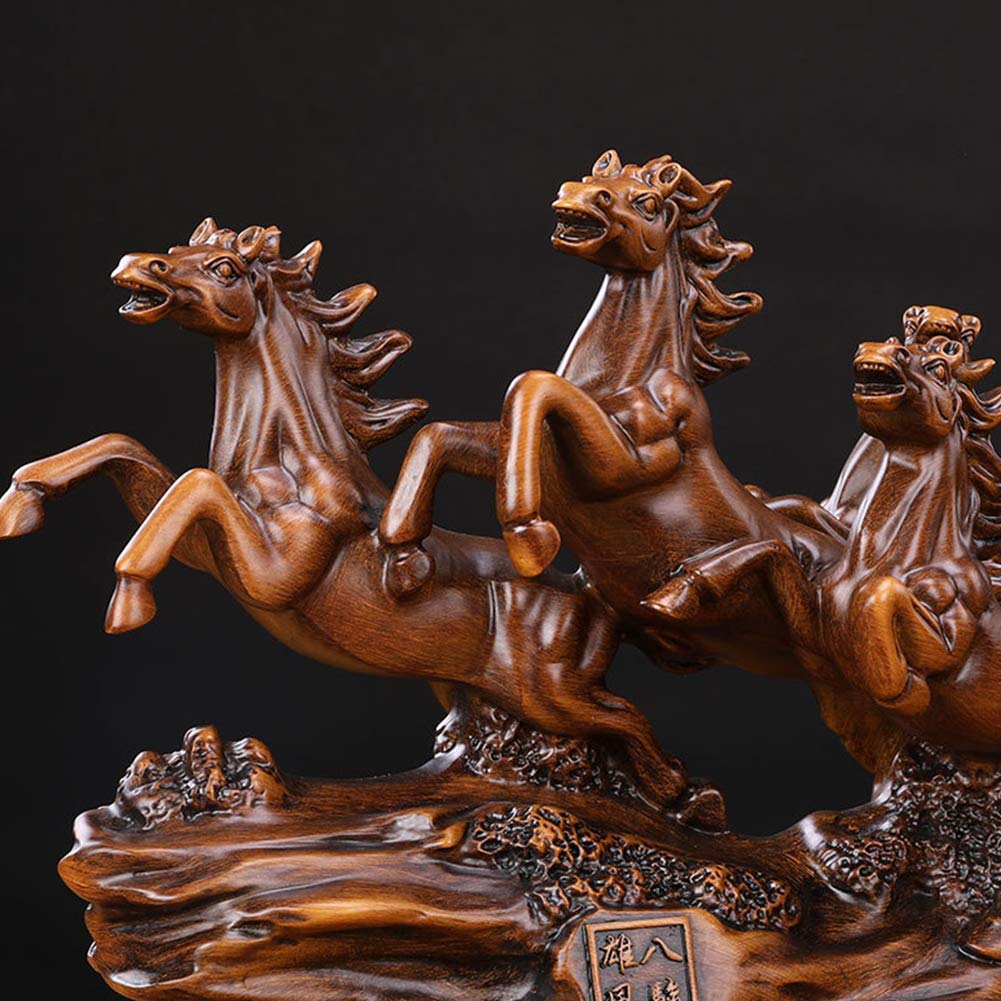 Amazon.co.jp: 動物の像の飾り 風水 八頭の馬の置物 彫刻 繁栄の魅力