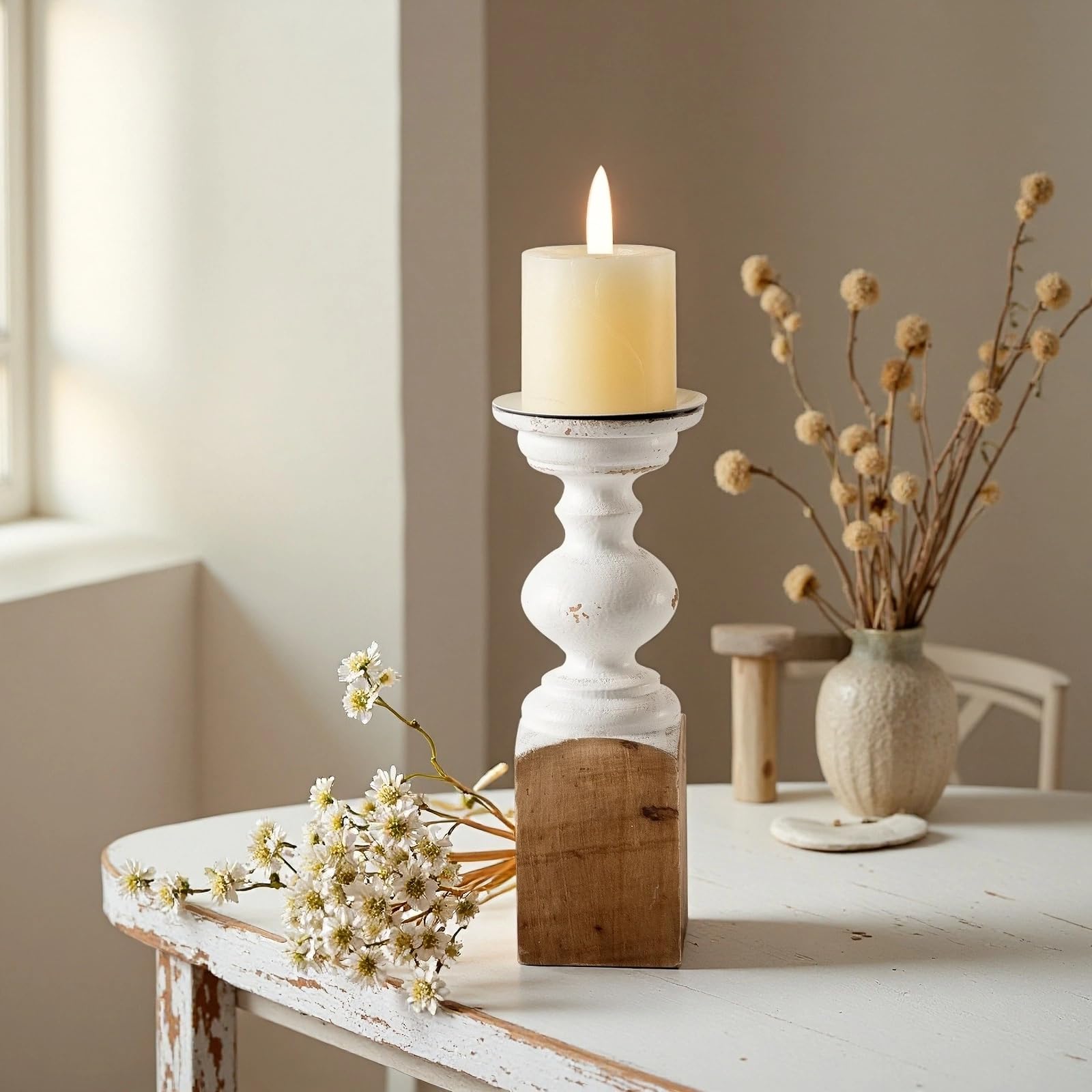 Amazon.com: SOFE Wood Farmhouse Candle Holders, 11