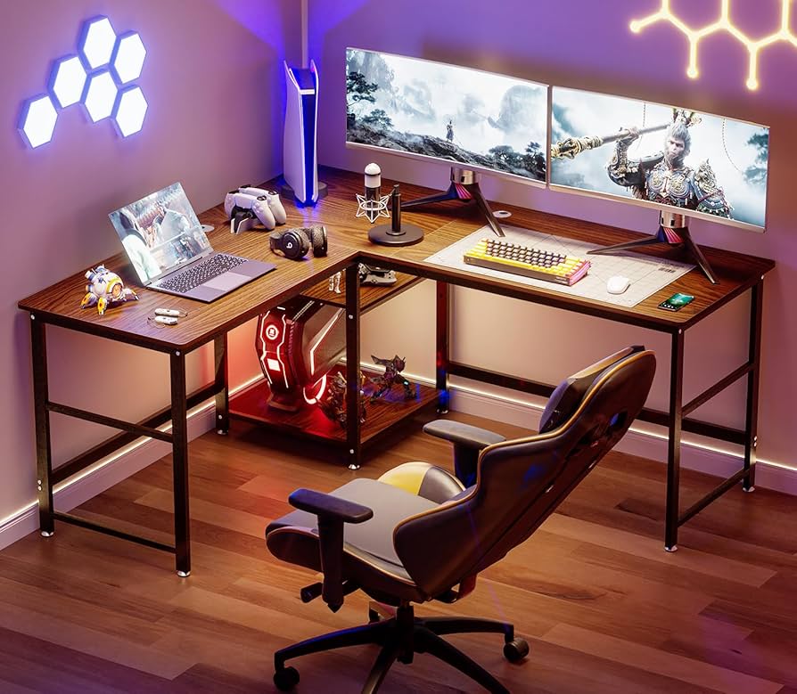 Amazon | DEWEL l字デスク 幅170+150cm 奥行60cm パソコンデスク L字型