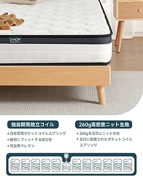 Amazon.co.jp: Z-HOM マットレス ダブル 高反発 厚さ17cm ポケット