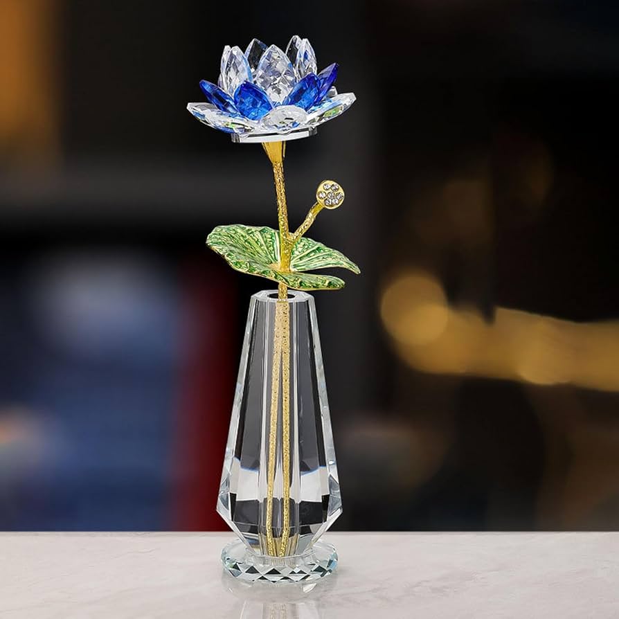 Amazon.co.jp: JAnjiaLxY クリスタルガラス 蓮の花 置物 ロータス ハス