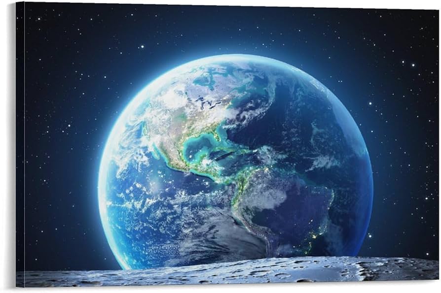 Amazon.co.jp: 青い地球と衛星宇宙風景 アートポスター ホーム装飾