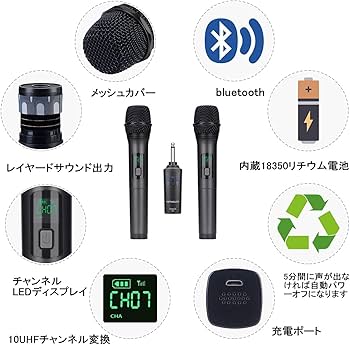 Amazon.co.jp: Kithouse K380Aワイヤレスマイク Bluetoothカラオケ