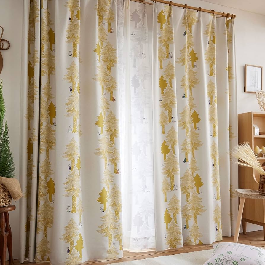 Amazon｜スミノエ(Suminoe) セミオーダーカーテン イエロー 幅125cm