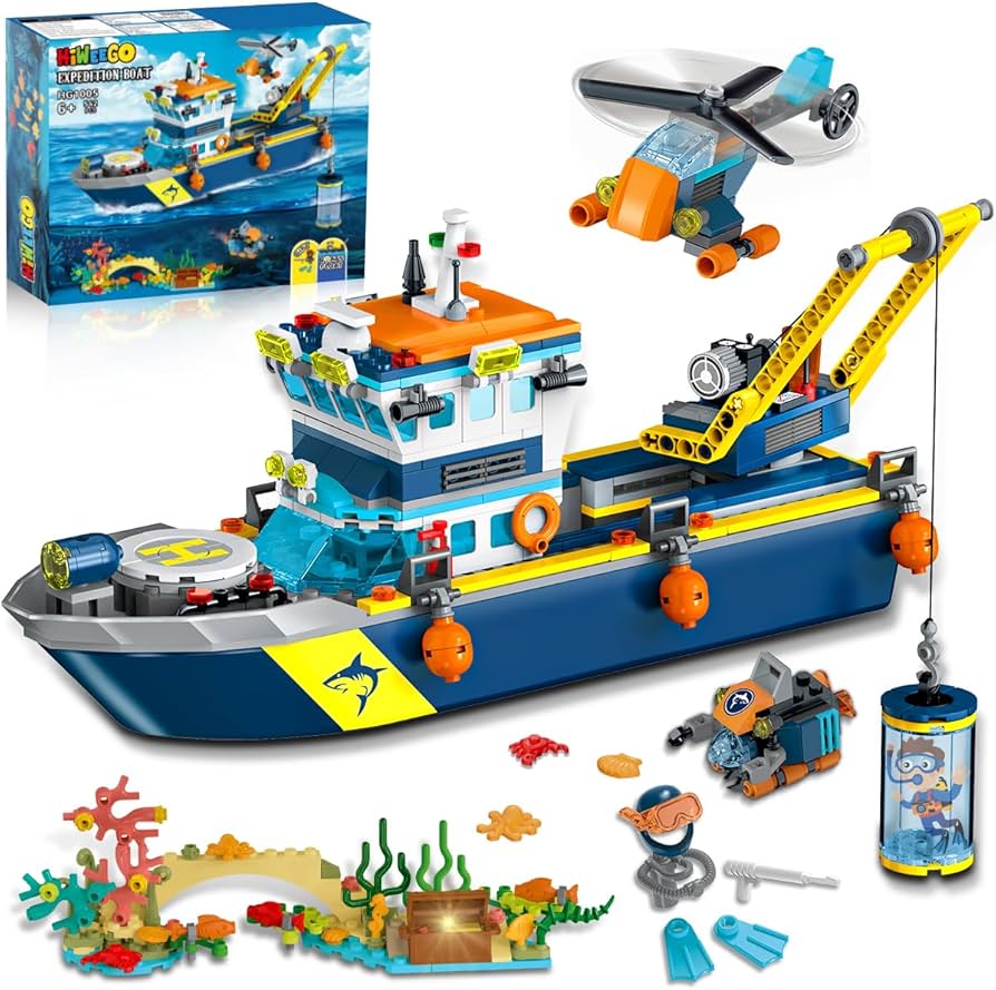 Amazon.com: HiWEEGO City Floatable Boat Building Set with LED