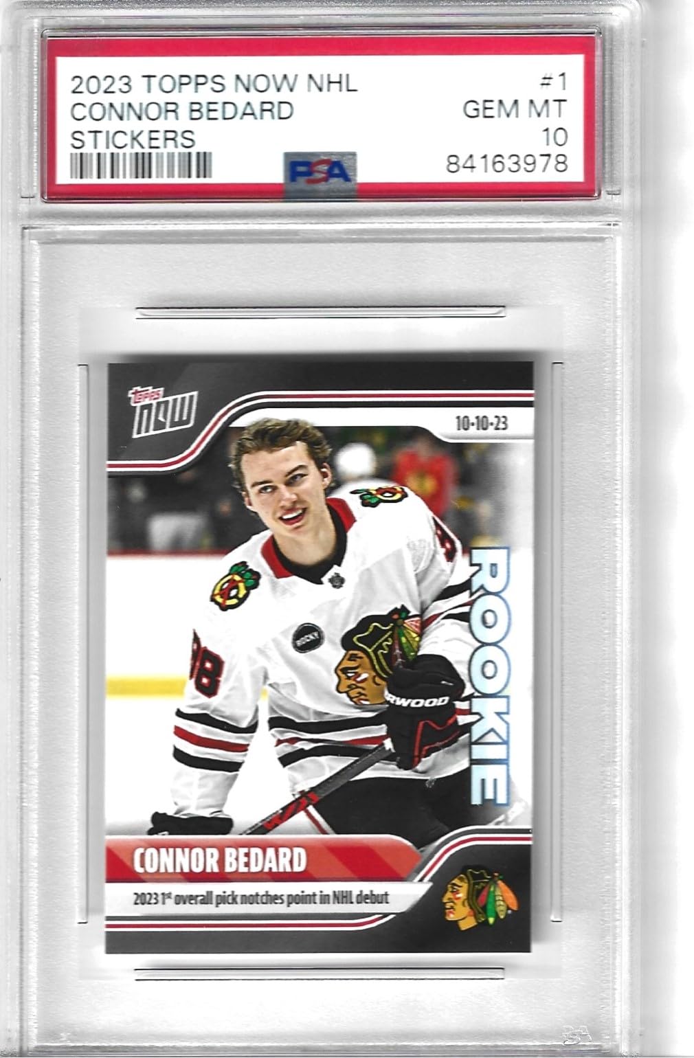 Amazon.com: PSA 10 CONNOR BEDARD TOPPS NOW ROOKIE STICKER CARD HIS