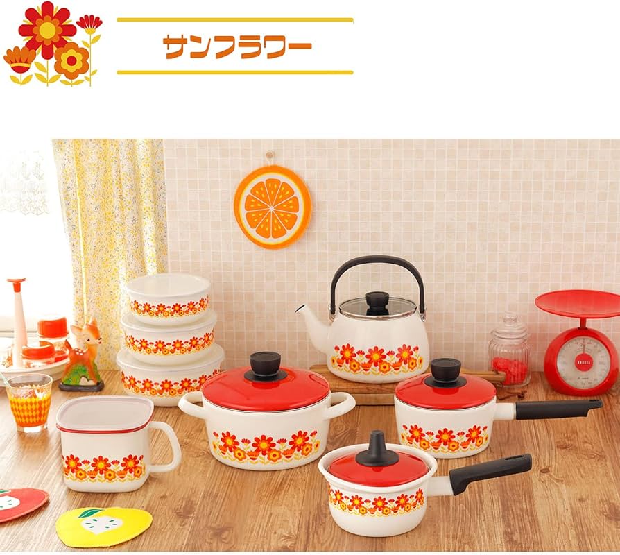 Amazon｜富士ホーロー 70年代復刻柄 昭和 レトロ 琺瑯 保存容器 丸型