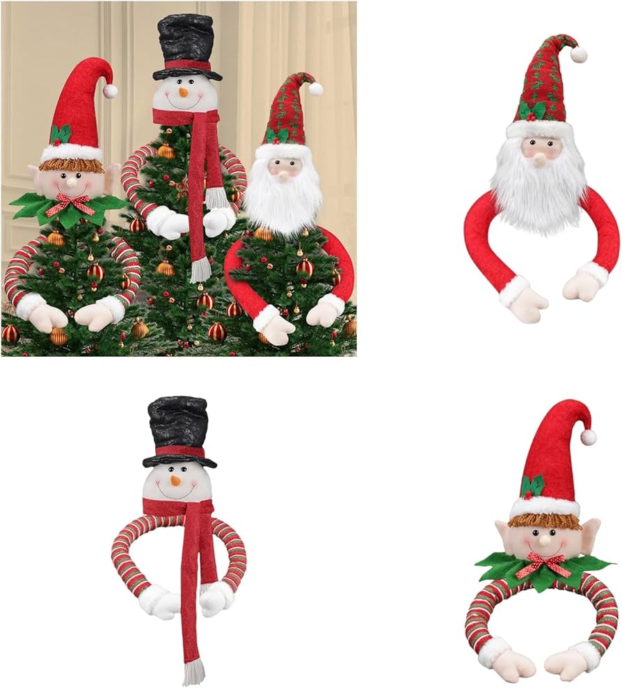 Amazon | クリスマスツリートップスターサンタ/スノーマン/エルフハグ