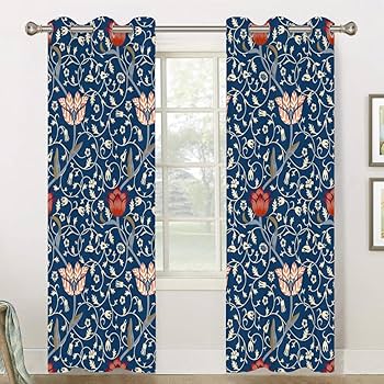 Amazon｜Llylumty ヴィンテージ花柄カーテン 部屋用、レトロフラワー