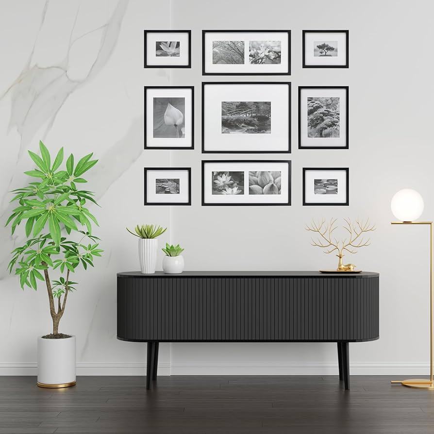 nielsen 9-Piece Photo Frame Set for 11 Pictures, Black Wooden