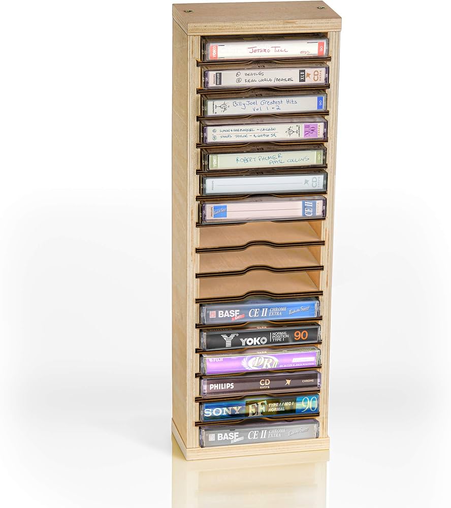 Amazon | TunePhonik 木製 16スロット カセットテープ 収納ケース
