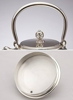 Amazon | 日本製 松本堂 純銀製 湯沸し 800ml 口打出平丸形模様 純銀