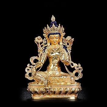 Amazon｜緑の多羅菩薩像の装飾観音菩薩に捧げられた純粋な銅の金箔の