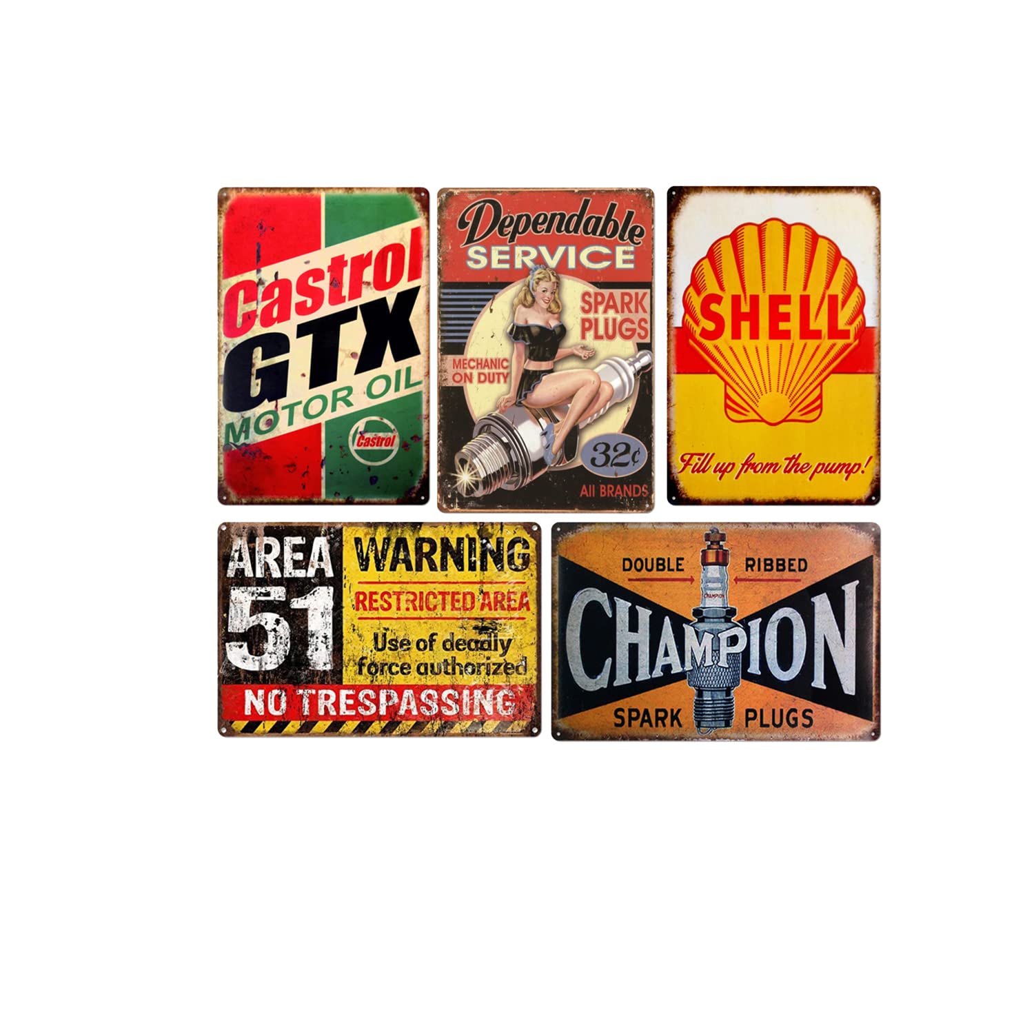 Amazon.co.jp: 5枚ブリキ 看板 レトロ 看板 アメリカ ン レトロ 雑貨