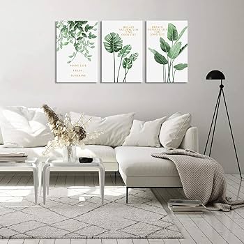 Amazon.co.jp: 植物 風景画 絵画 緑の葉 装飾画 植物装飾 南国