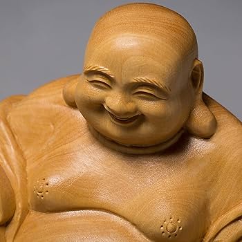 Amazon.co.jp: 開運七福神 布袋 様 布袋様の置物 高級天然ツゲ木彫り