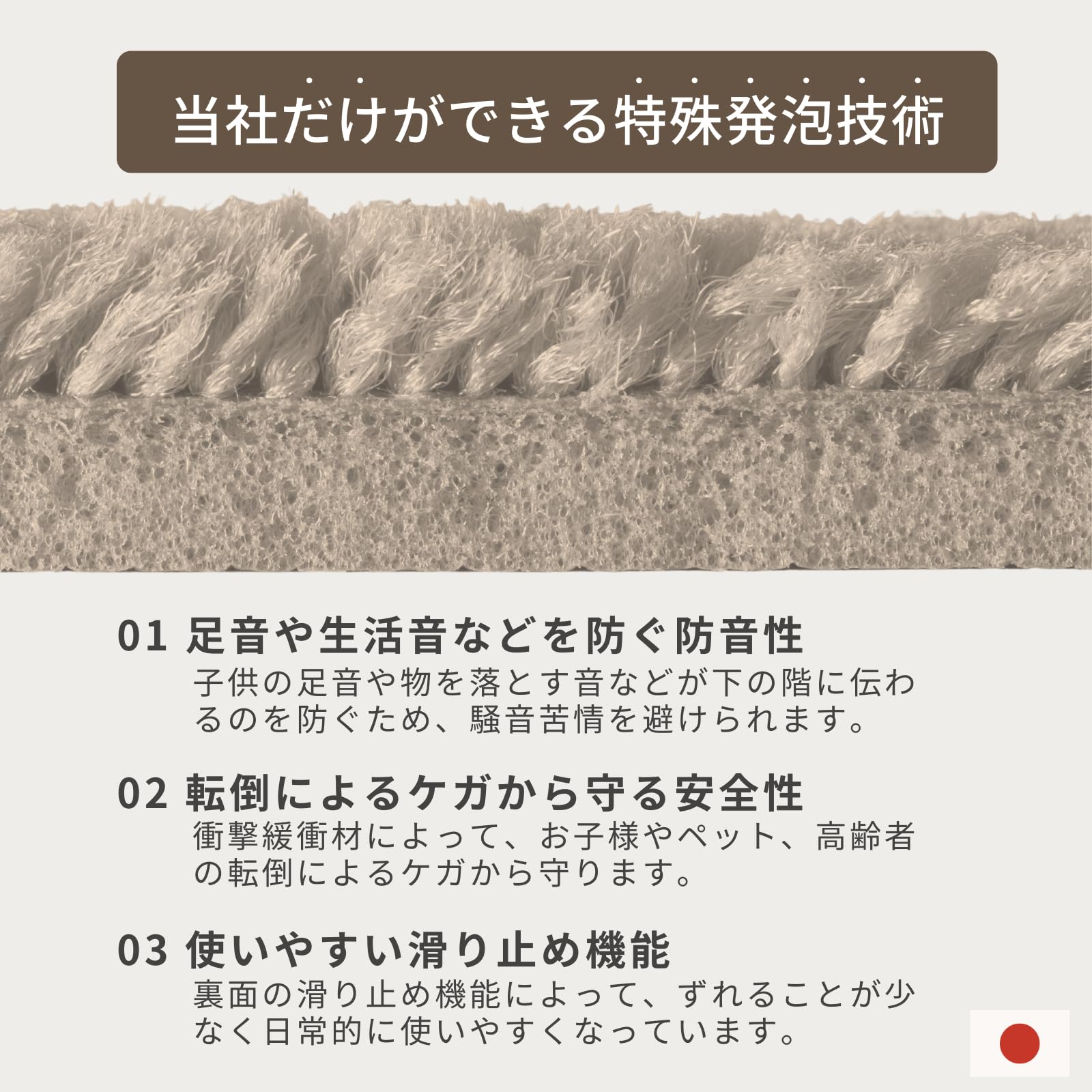 Amazon | 防音専科 ラグカーペット 200×200cm ホワイトベージュ グレー