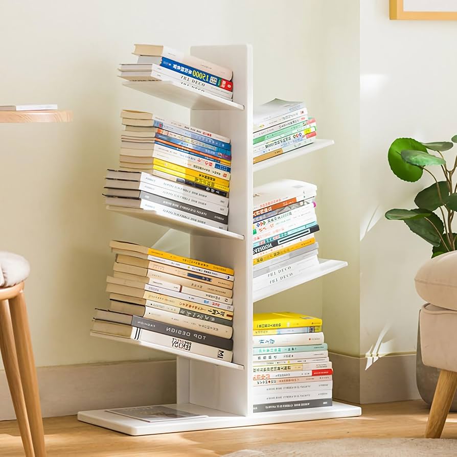 Amazon.co.jp: 本棚ツリー型独立式書棚竹製デスク上置棚省スペース