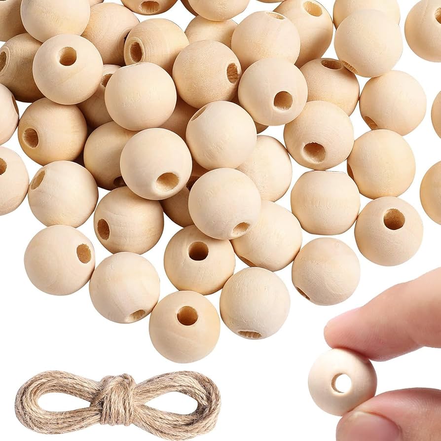 Amazon.co.jp: ウッドビーズ 木製ビーズ 約100個 16mm 穴4mm DIY 手芸