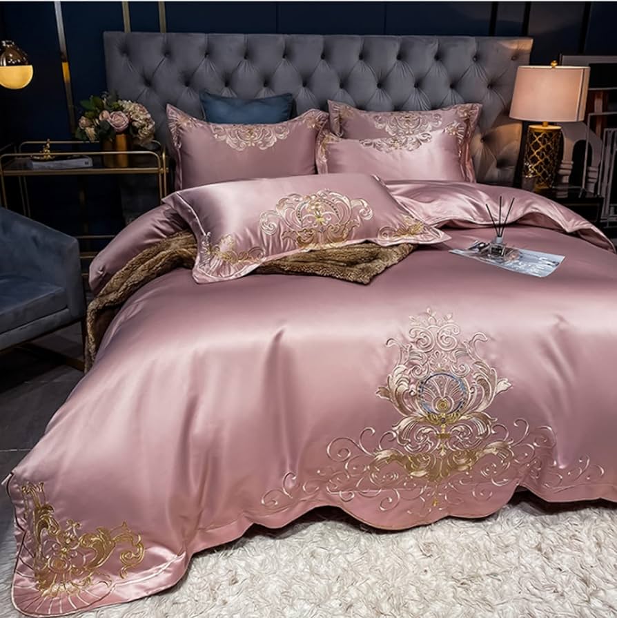 Amazon｜サテンシルク寝具セットクイーンキングサイズベッドセット