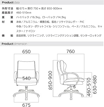 Amazon.co.jp: 関家具 デスクチェア リサイクルレザー ポケットコイル