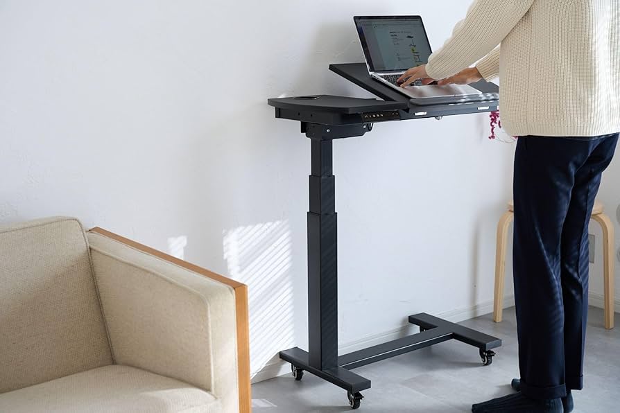 Amazon | Side-pro バッテリー式電動昇降サイドデスク (天板White左