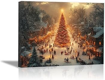 Amazon.co.jp: SHYAMIC ホワイト、イエロー クリスマス 絵画, 美しい