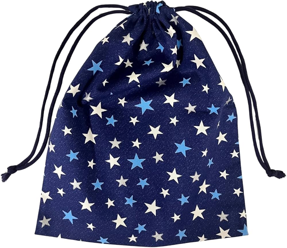 Amazon | 手作り工房FUJITA 体操着袋 紺×星柄 男の子 女の子 巾着袋 大