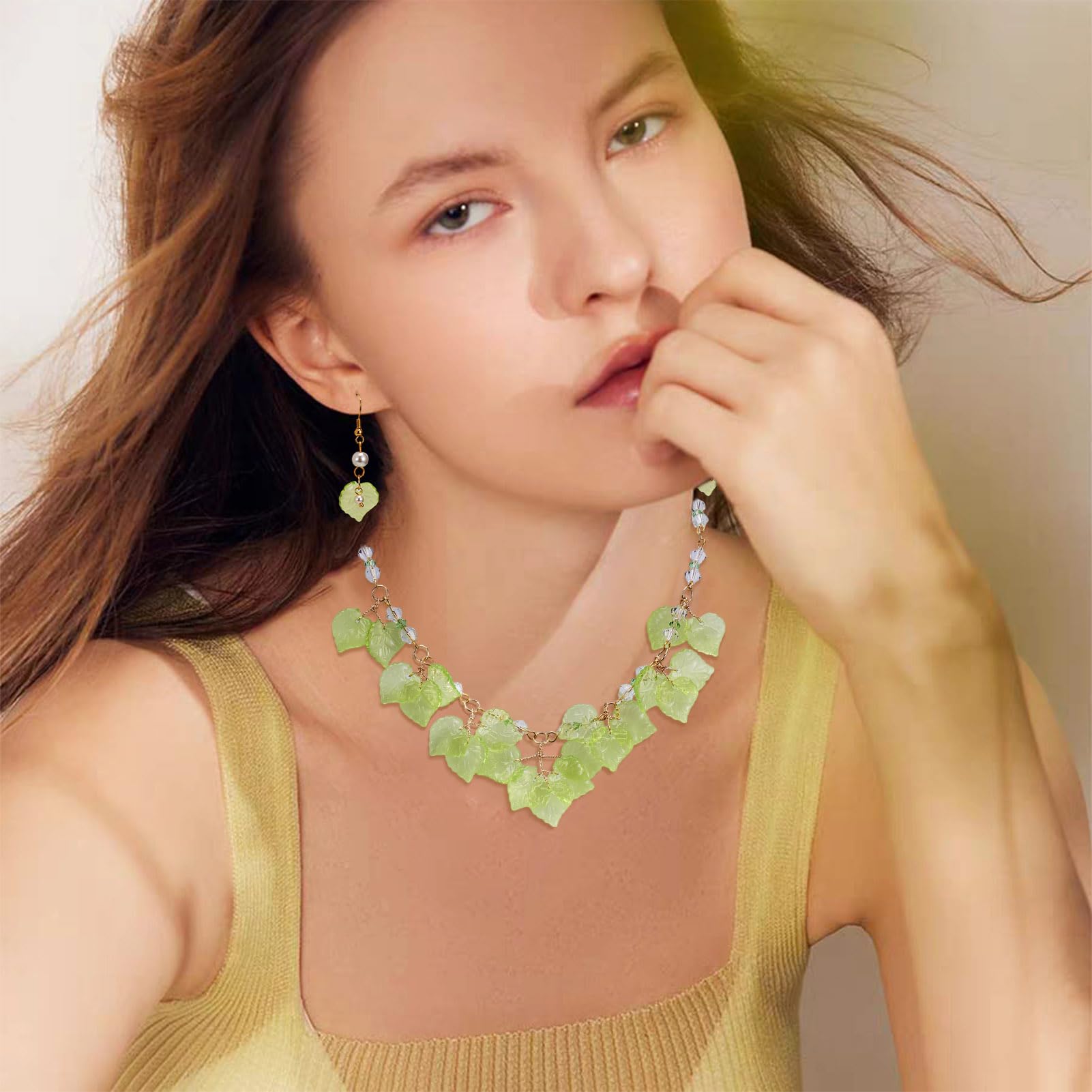 Amazon | Beadthoven 100枚入り/セット 15x15x2mm 浅い緑 葉っぱ