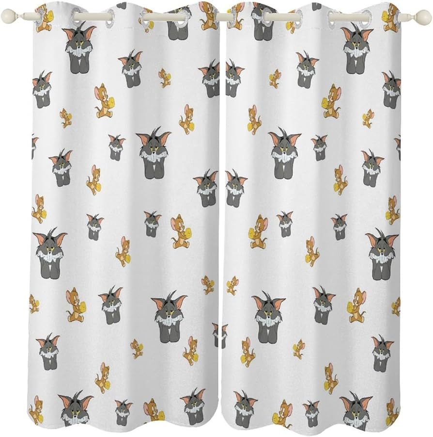 Amazon｜トムとジェリー カーテン 一級遮光カーテン 遮光カフェ