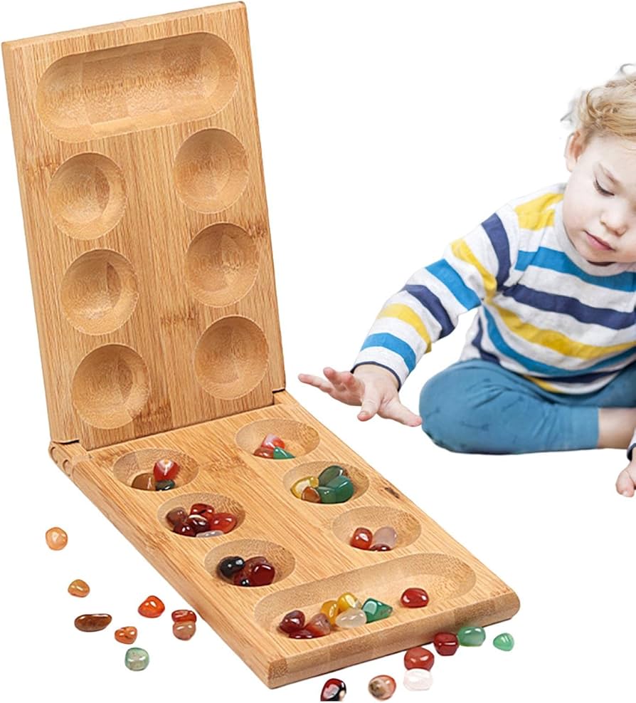 Amazon.co.jp: アフリカ マンカラ ボードゲーム - カラフルな天然石の