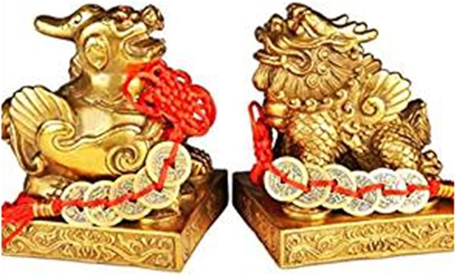 Amazon.co.jp: 貔貅 ヒキュウ 雄雌セット 一対 銅製 風水置物 風水
