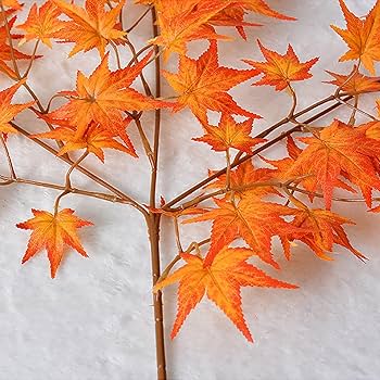 Amazon｜Lakymisy もみじの枝 人工紅葉 2本セット 秋のもみじ 感謝祭