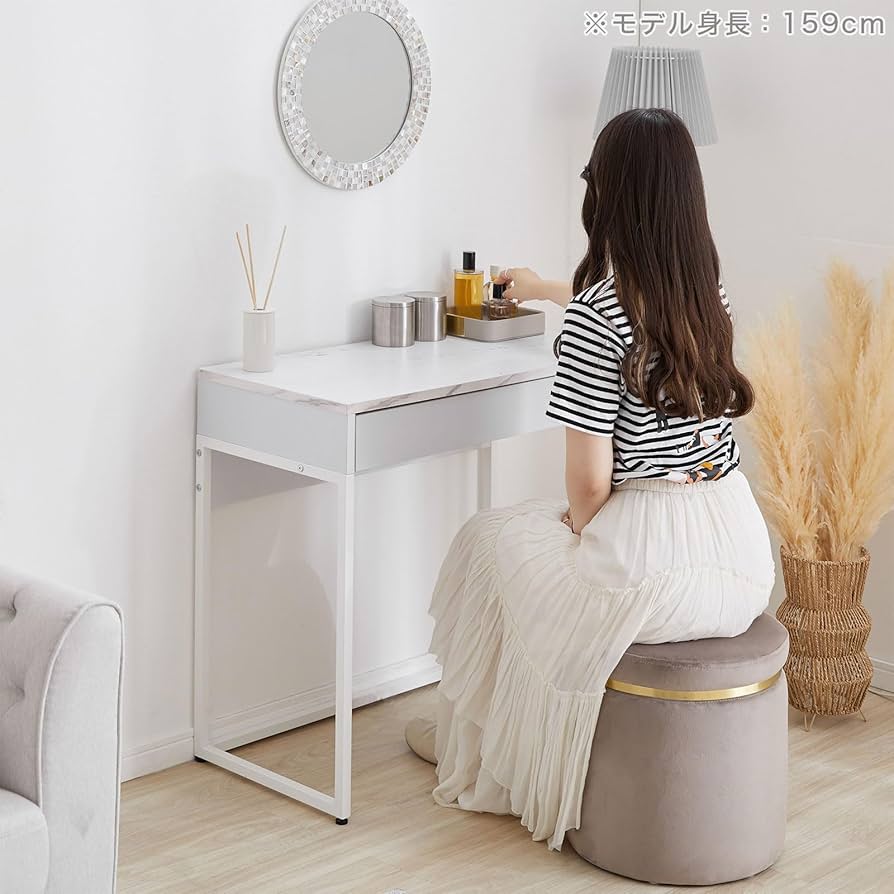 Amazon.co.jp: LOWYA ロウヤ デスク 引き出し 大理石柄 コンパクト