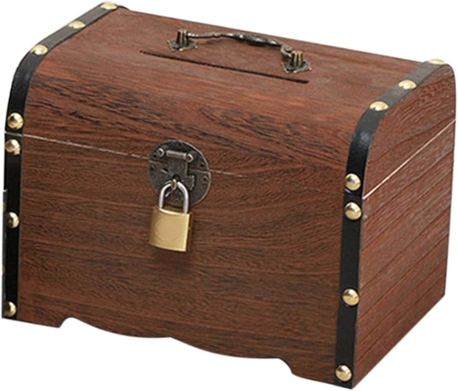 Amazon.com : Wooden Piggy Bank, Safe Money Box Savings with Lock