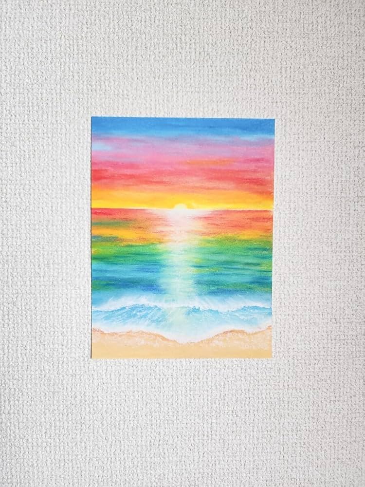 Amazon.co.jp: 風景画 海 アート 海の絵 パステル画 絵 絵画