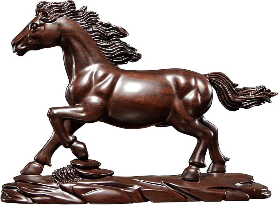 Amazon.co.jp: 置物 オブジェ 馬 高級天然黒檀木彫り 木製彫刻 工芸品