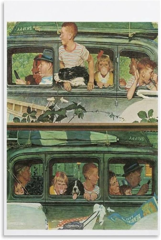 Amazon.co.jp: ノーマンロックウェルポスター《バスに乗る》ウォール