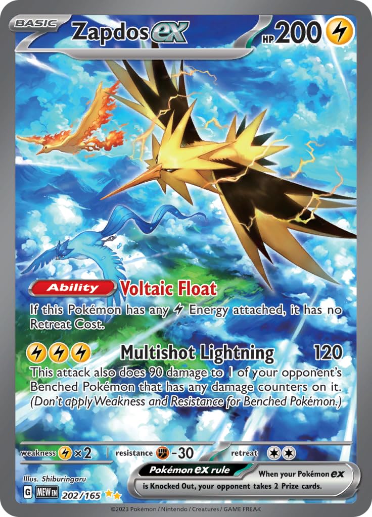 Amazon.com: Pokemon - Zapdos ex 202/165 - Pokemon 151 - Special