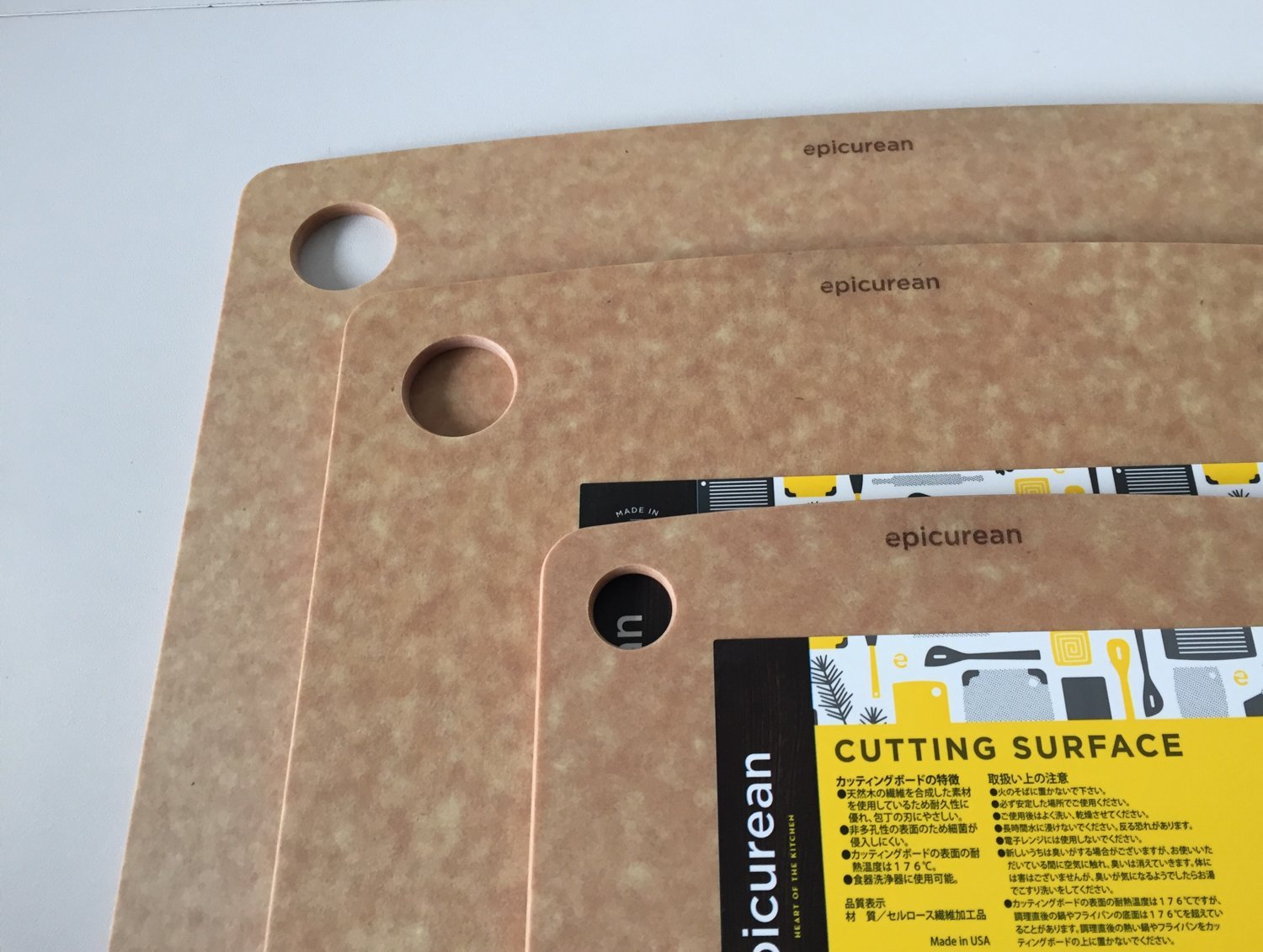 Amazon | エピキュリアン カッティングボード L,M,S ナチュラル3枚