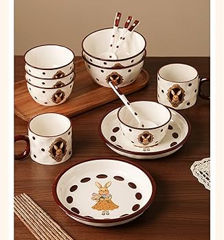 Amazon.co.jp: 食器セット 2人食セット ひとり暮らし 4人 童話風 兎