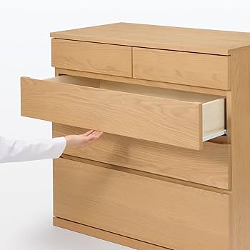Amazon｜無印良品 木製チェスト4段 幅88×奥行44×高さ83cm オーク材突板