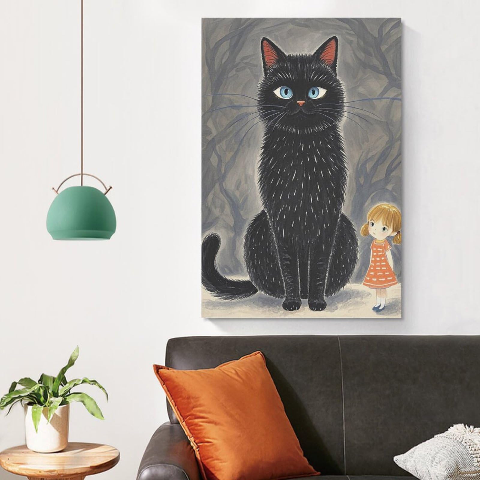 Amazon.co.jp: ラルフ・ステッドマン風、少女とそびえ立つ黒猫