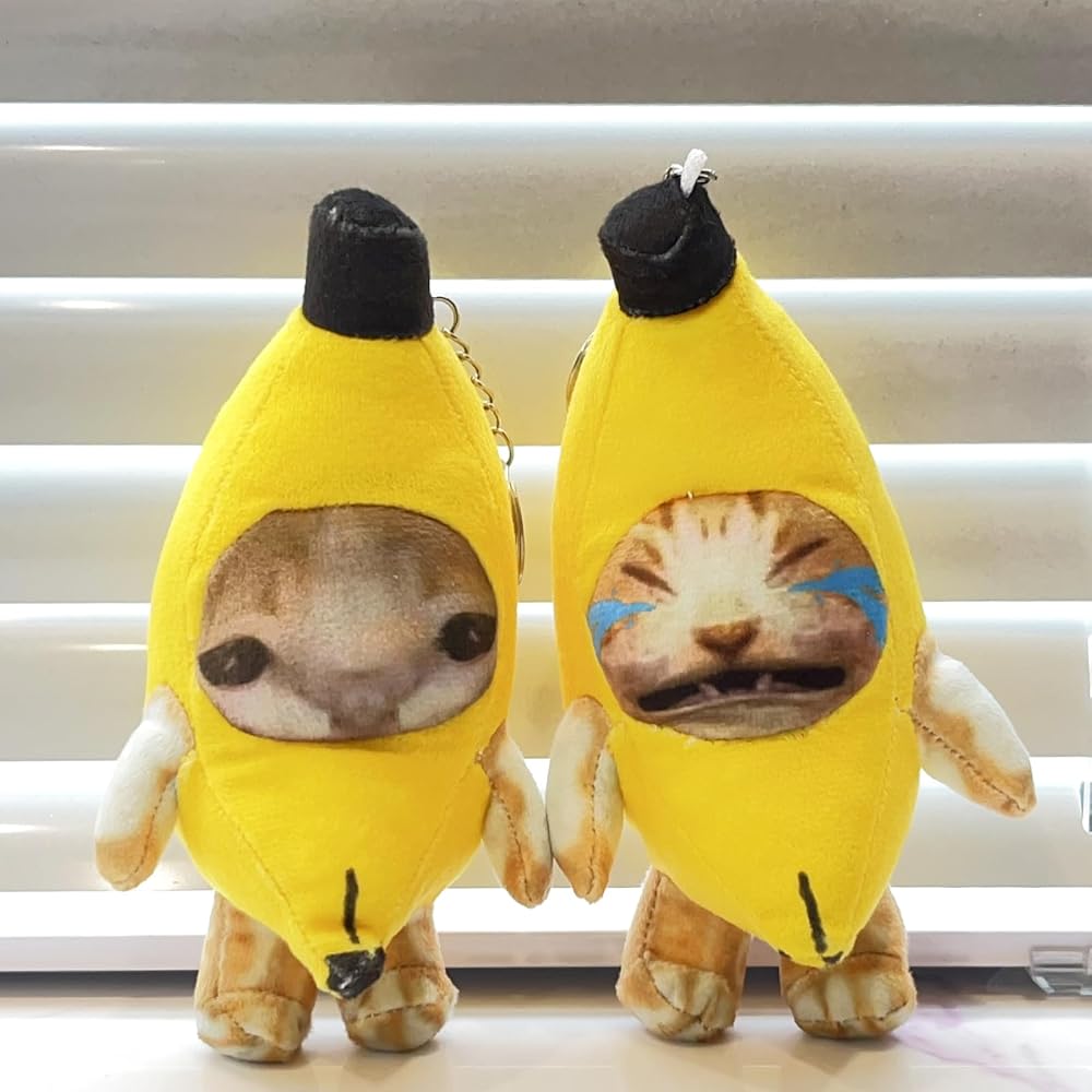 Amazon.co.jp: 2個 ファニーバナナ猫ぬいぐるみ 泣いているバナナ猫