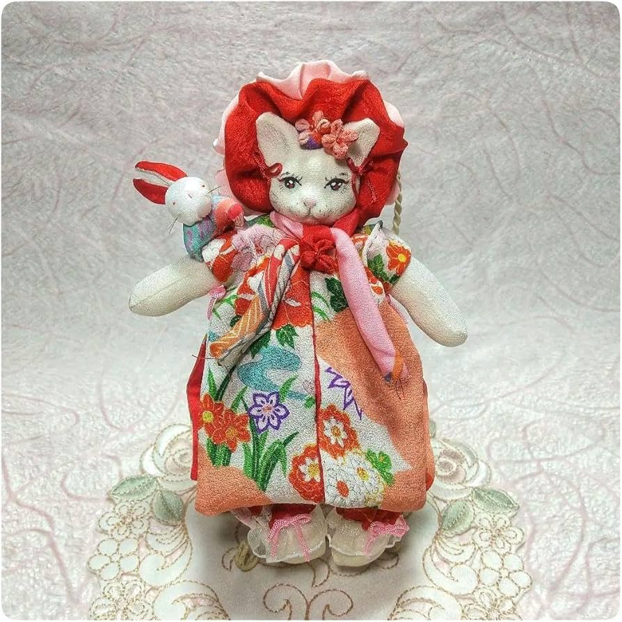 Amazon | ちりめん細工 創作人形 おめかし猫ちゃん | 人形・ドール