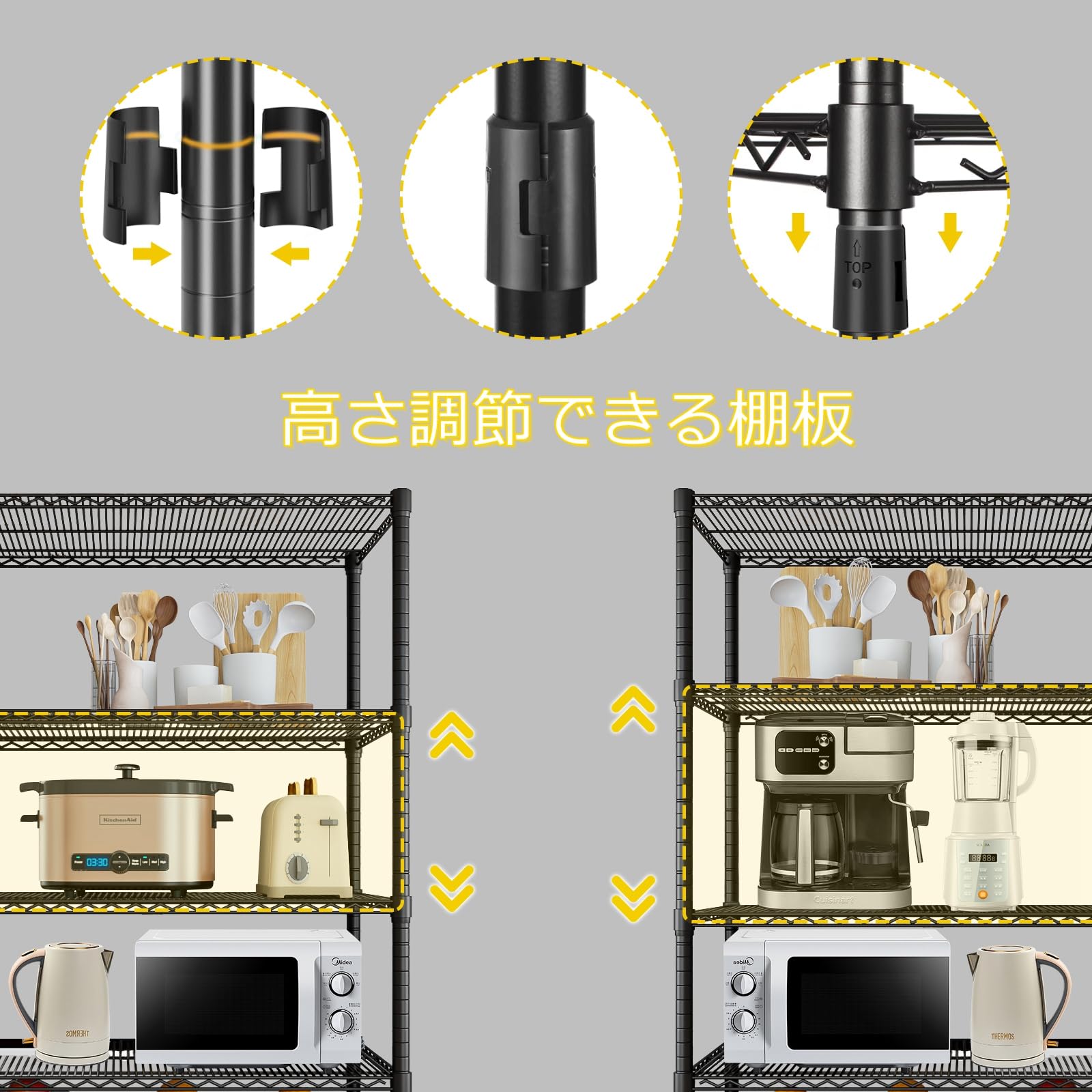 Amazon.co.jp: Fainyearn スチールラック 幅90 5段 メタルラック 収納