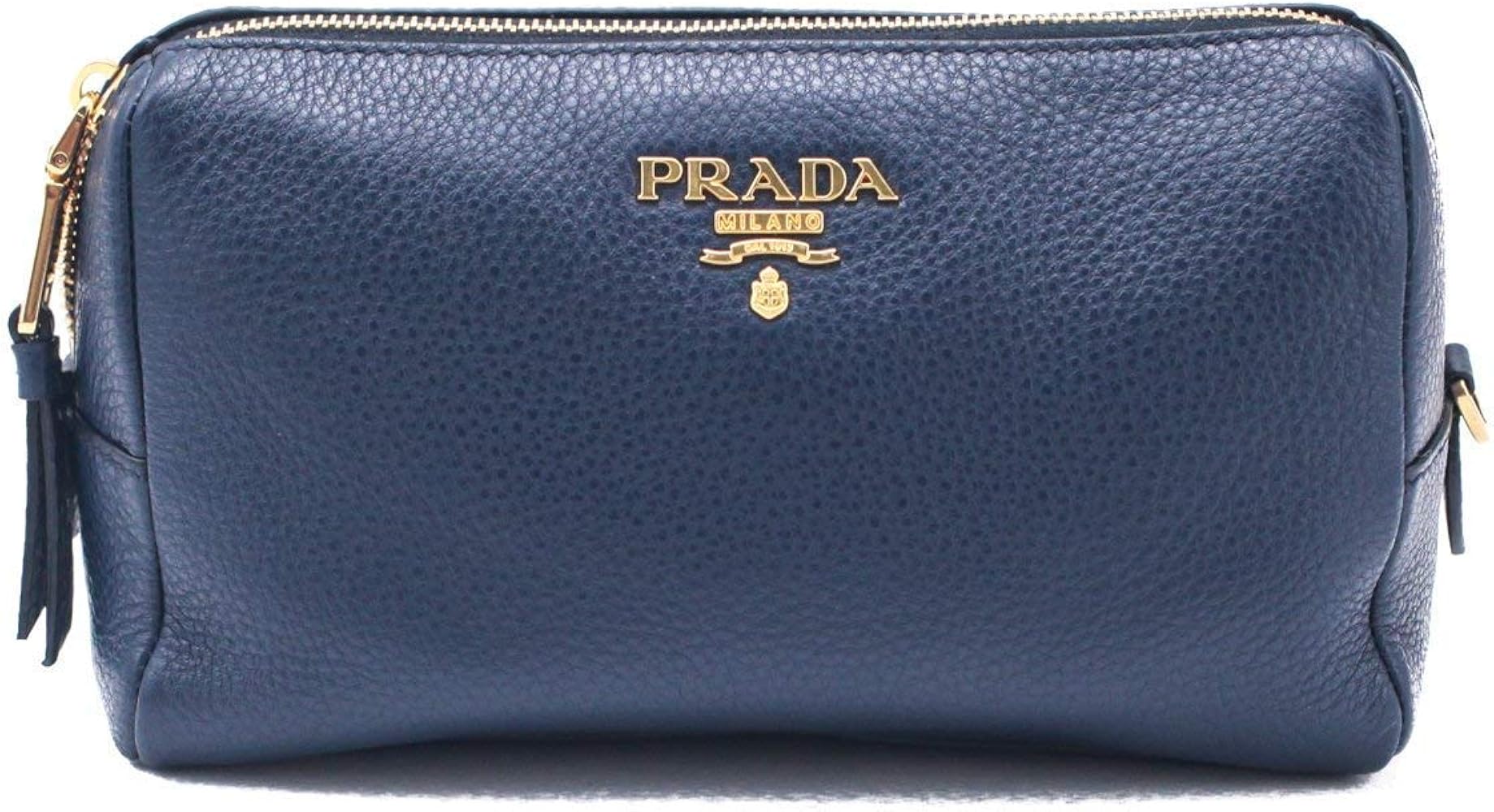 Prada Contenitore Baltico Navy Vitello Daino Leather Vanity Case